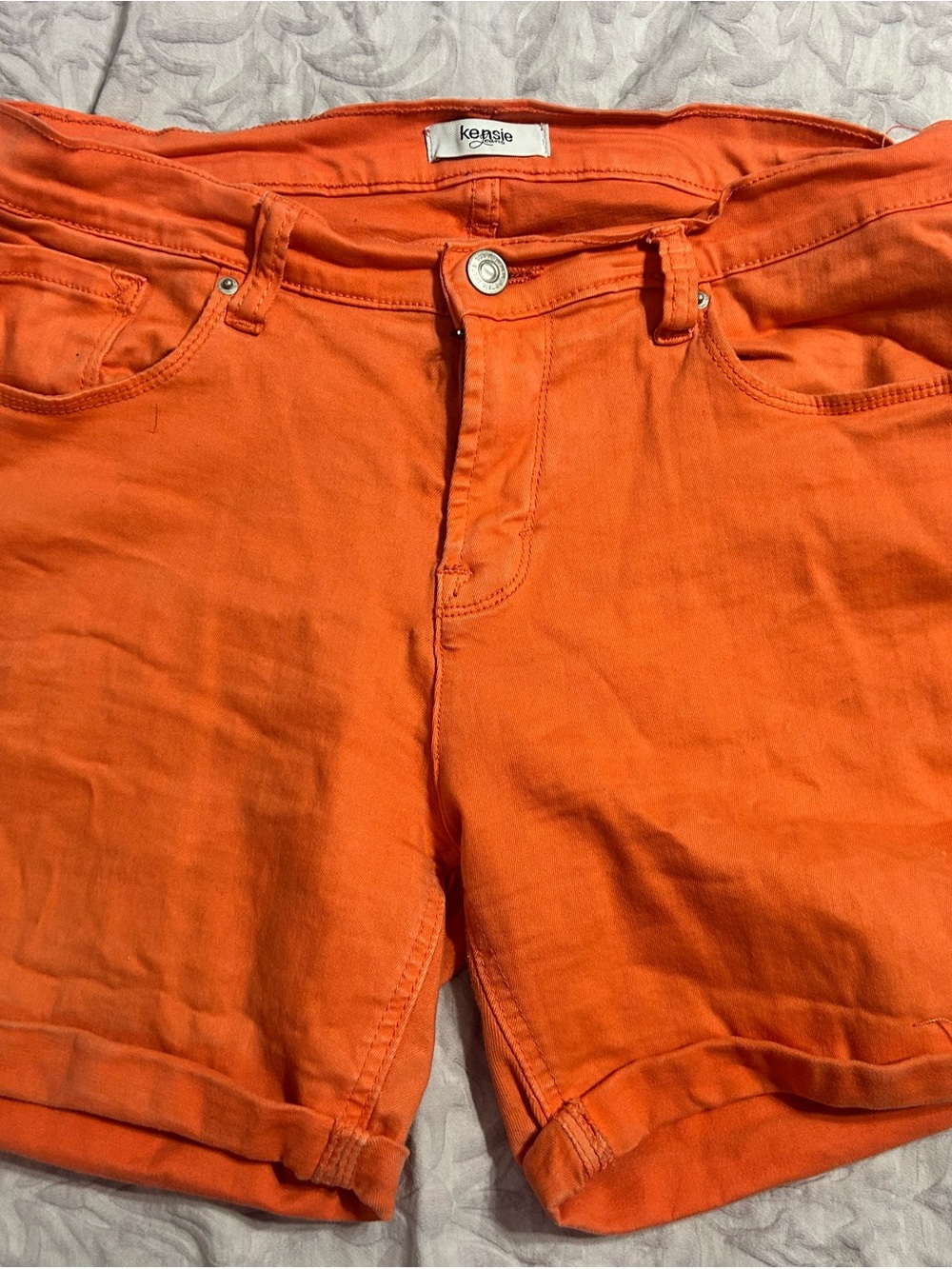 Kensie Orange Cotton Denim Shorts size 6